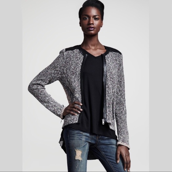 Rag & Bone Lory Tweed Zip Jacket Size Medium - Picture 1 of 15